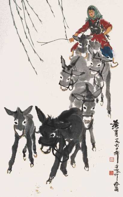 黄胄 赶驴图 镜心
